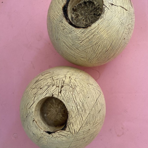 Wooden tealight candle holders with natural wear