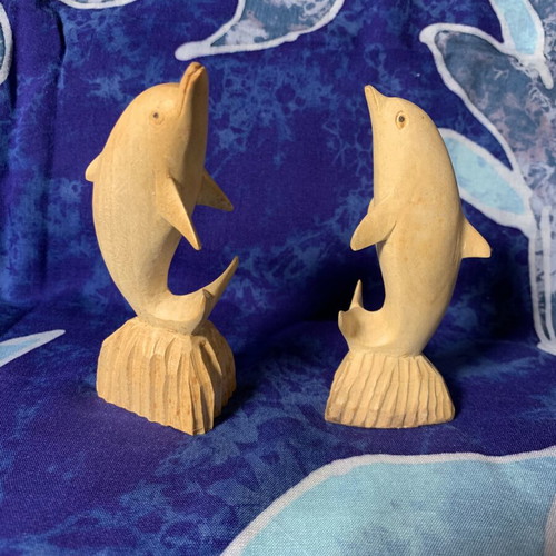 Wooden dolphin decorative set handmade, new, pack of two