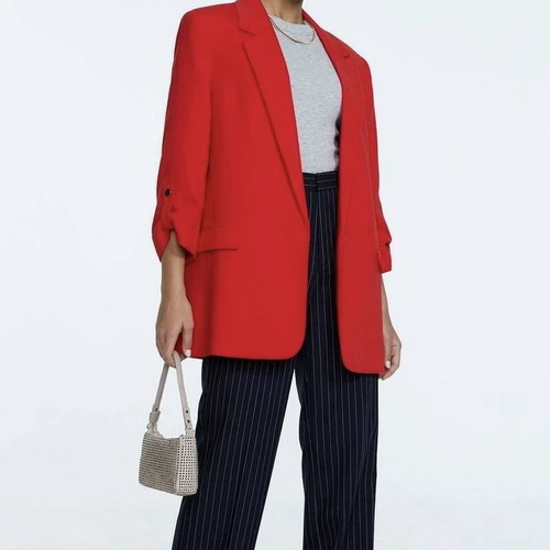 Zara blazer brand new, red with rolled-up sleeves, size S