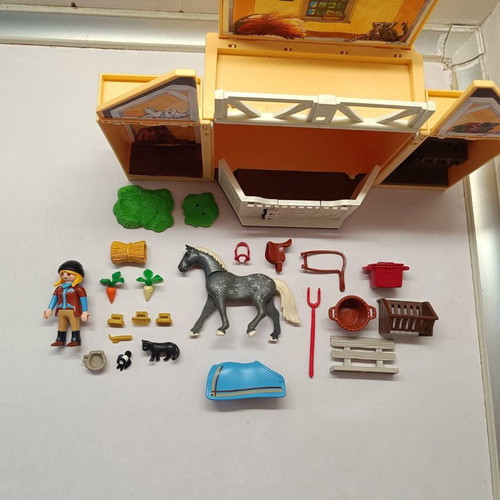 Playmobil Country Stable Carry Case 5418 84 Pc Horse Barn Set used