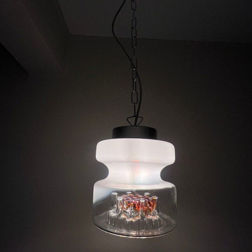 Mid-Century Modern Murano Handmade Glass Pendant Light like new with rewired cable
