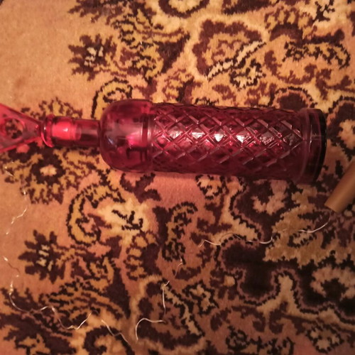Bottle with LED light like new, blue and red