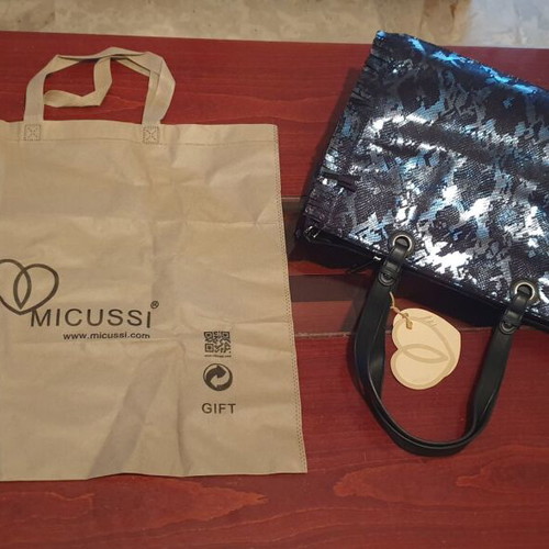 Micussil shopper bag new, blue shoulder synthetic leather