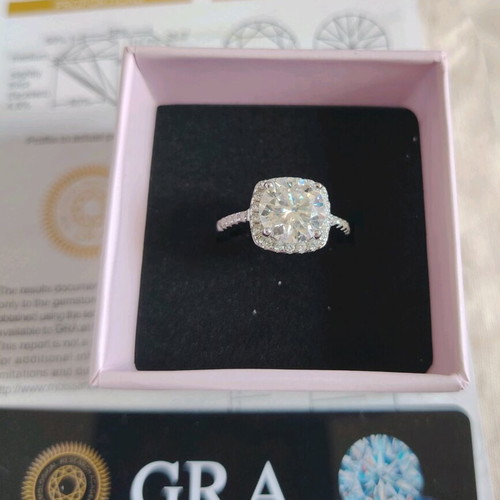 Silver moissanite ring 3.00ct new, 925 silver, GRA certified