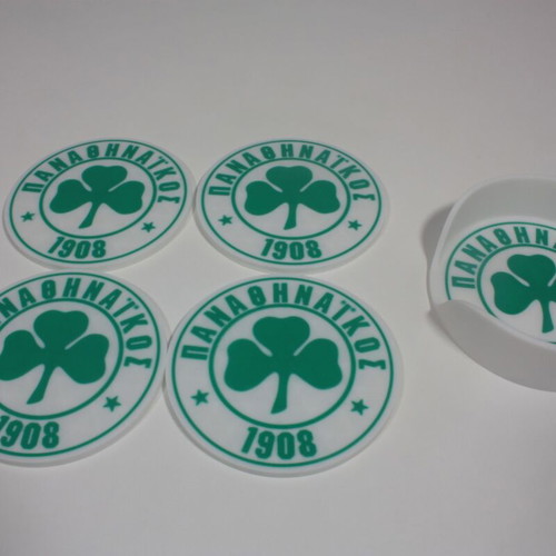 Panathinaikos Coasters Set of 4 with Holder New