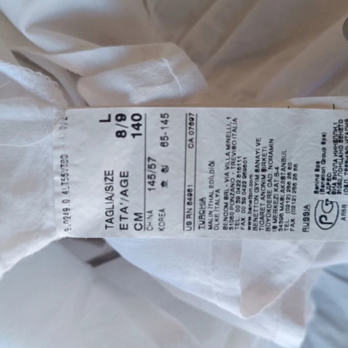 Benetton white boho summer dress for girls 8-9 years like new