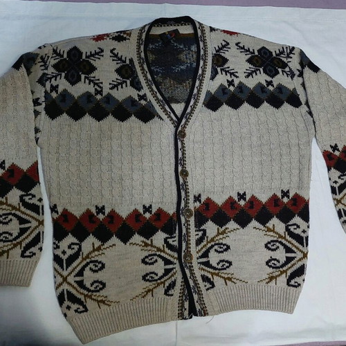 Men's cardigan used with dense jacquard knit, size XL, multicolor