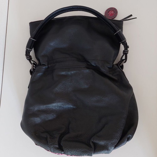 Folli Follie women's shoulder bag, leather and fabric, fuchsia and black