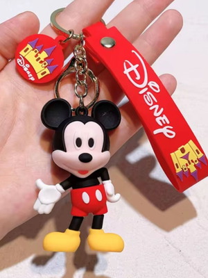 Mickey rubber keychain new, red