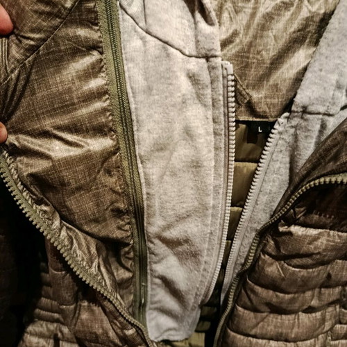 Khaki jacket like new with removable hoodie and inner sweatshirt