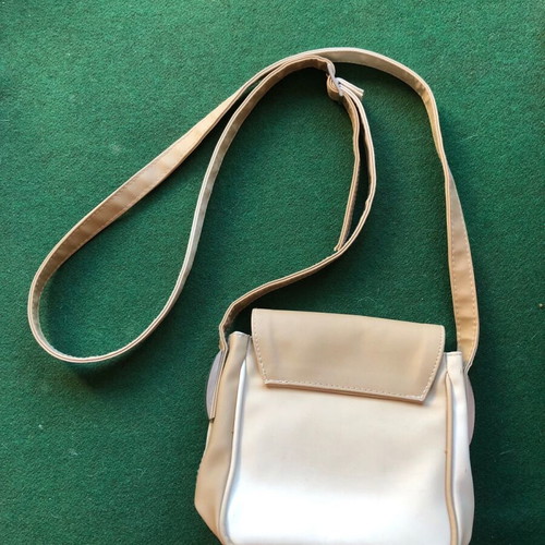 Shoulder bag used, beige with adjustable strap