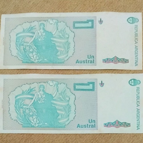 Argentina 1 Austral 1985 banknotes like new, consecutive numbers