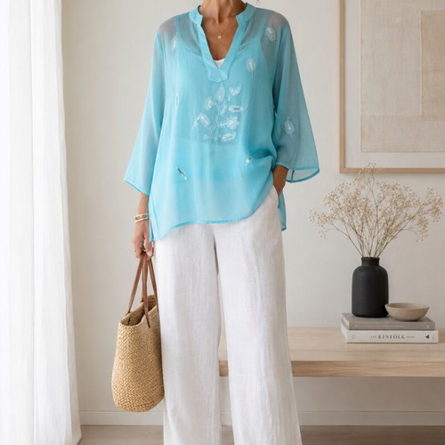 Genesis women's set 2 pieces tunic and top aqua size 1 like new
