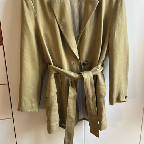 Zara green khaki linen jacket with belt new, M/L