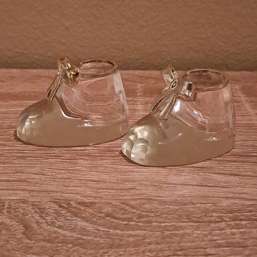 Crystal shoes like new, set of two with steel bow