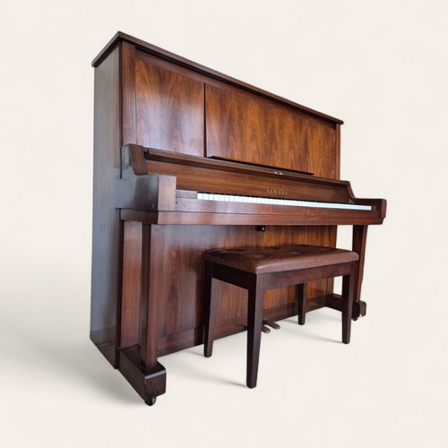 Yamaha W102 Upright Piano used, premium Japanese walnut finish with ottoman stool