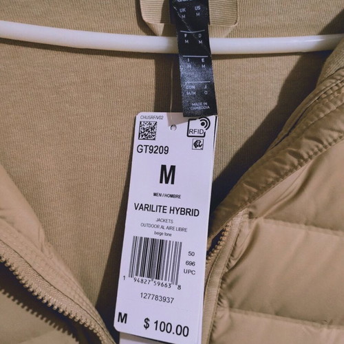 Adidas Varilite Hybrid Down Jacket new, duck down filling, beige brown