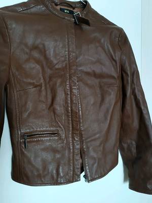 Modern leather jacket like new, brown, size S
