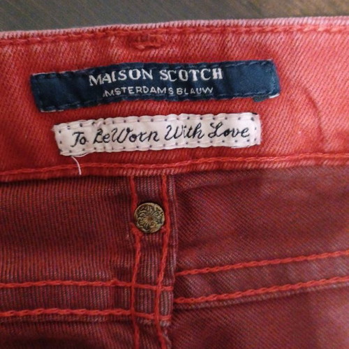 Maison Scotch women's denim pants used, dark red, size S