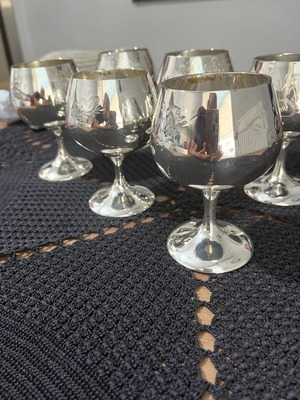Silver-plated handmade glasses set of 6, like new