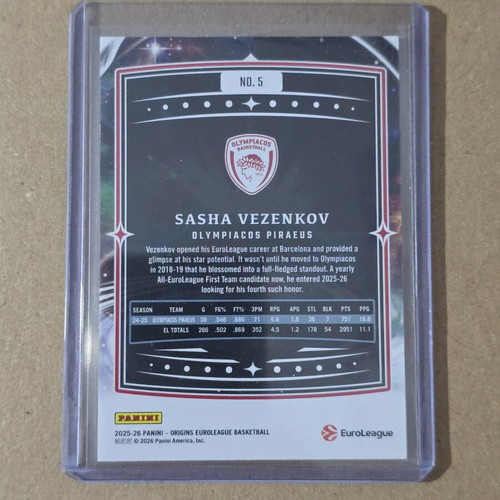 Sasha Vezenkov /5 Green #5 2025-26 Panini Origins EuroLeague card