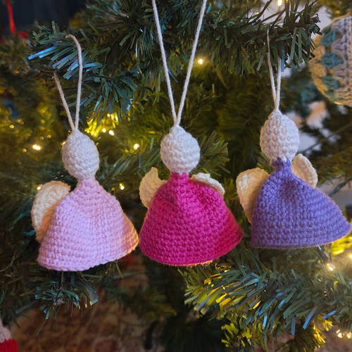 Set of Christmas decorative handmade knitted angels, new