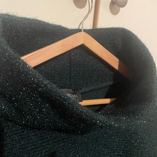 Ckontova crop knit lurex top new, dark green