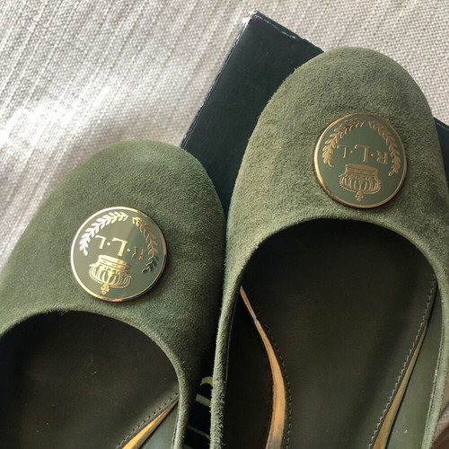 Ralph Lauren suede ballerinas like new, olive, size 40