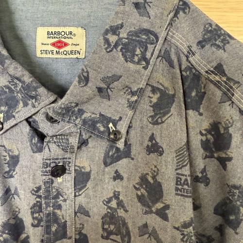 Barbour Steve McQueen International shirt used, size large, blue
