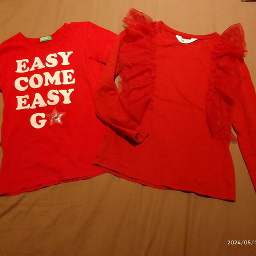 Girls' blouse set like new, sizes 128 and 134 cm