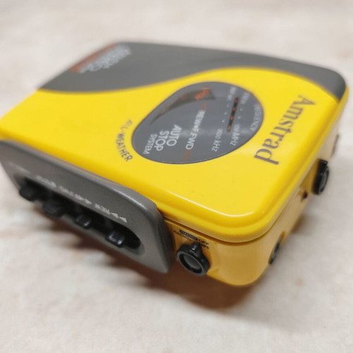 Amstrad All Weather Sports Vintage Walkman used, yellow cassette radio