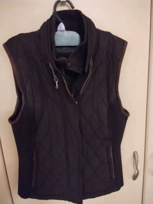 Massimo Dutti women's quilted vest like new, black and brown, size S