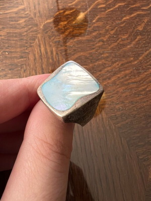Vintage 925 Silver Ring with Semi-Precious Stone Minimal Statement