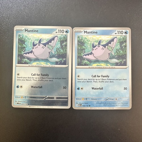 Mantine 032/132 Mega Evolution Pokemon cards, normal and reverse