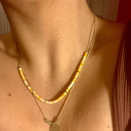 Necklaces with double chain like new, silver and gold with stones