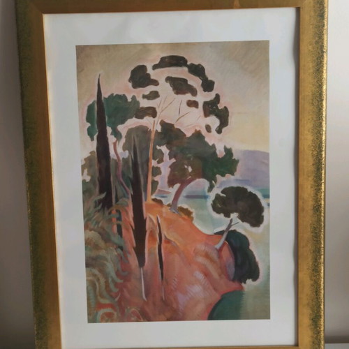 Print Landscape of Corfu by Kon. Parthenis used with gold frame