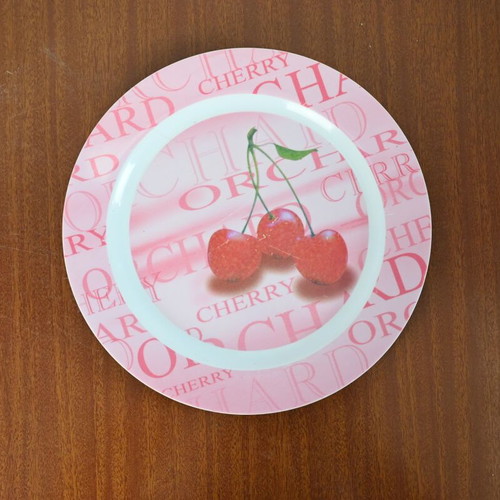 Plastic plate Cherry Orchard used, pink, 25 cm diameter