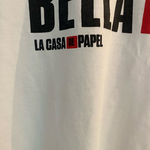 Netflix Pull & Bear short-sleeve men's t-shirt used, size L, white and red