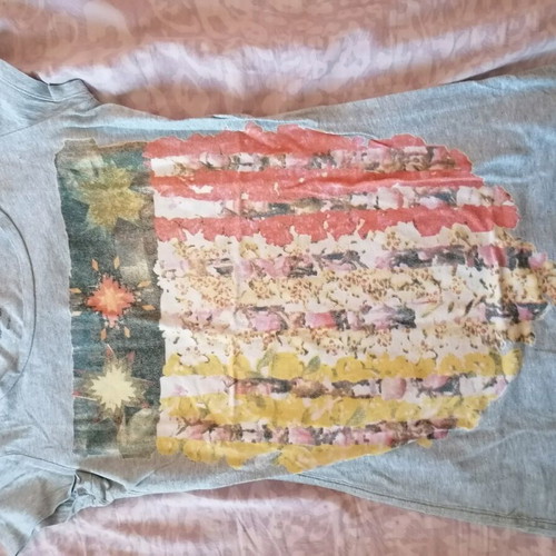 Long blouse with multicolor design used, size S