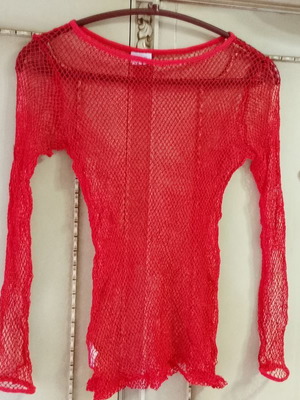 Red mesh blouse like new made of elastic material