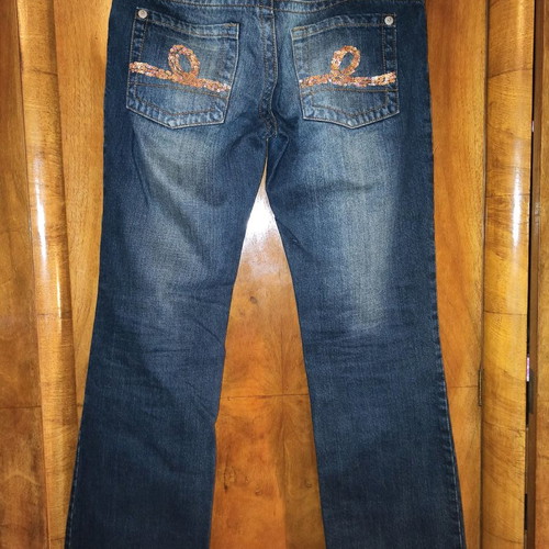 Lynne denim jeans used with rips and pink sequins, size 29
