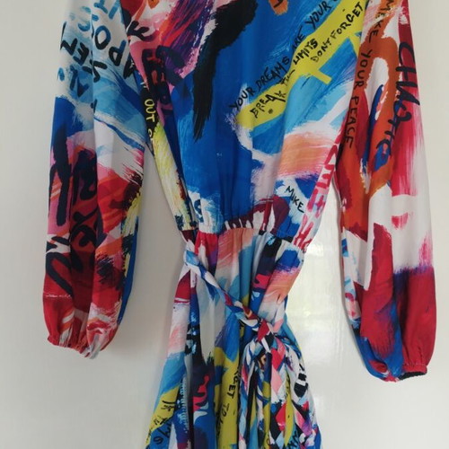 Peace and Chaos mini dress like new with colorful pattern