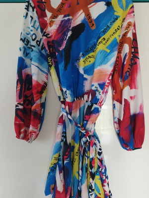 Peace and Chaos mini dress like new with colorful pattern