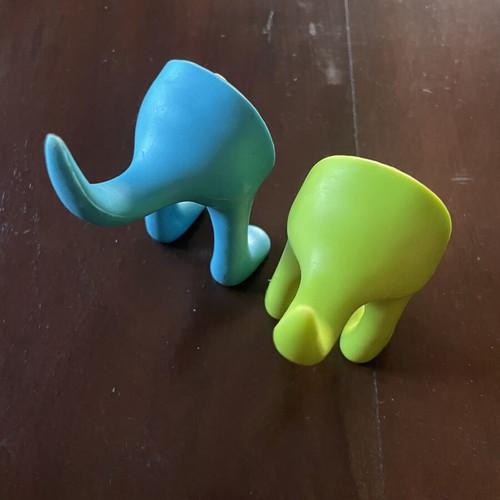 IKEA BÄSTIS wall hooks set of 2, dog tail shape, blue and green