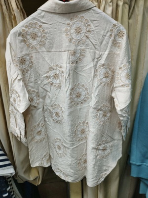 Women's shirt white with beige sun embroidery new
