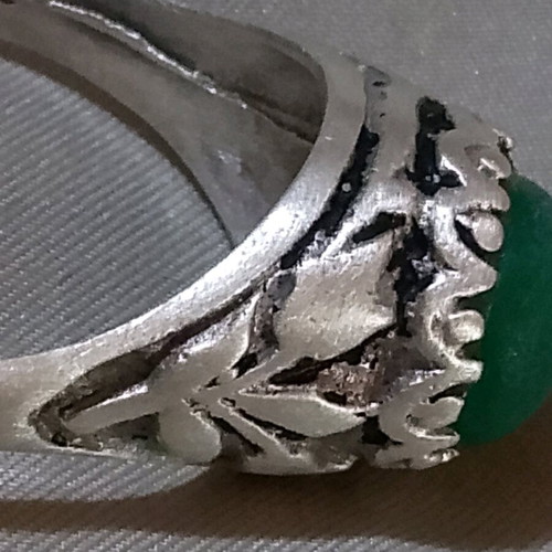 Handmade silver 925 ring with green agate like new