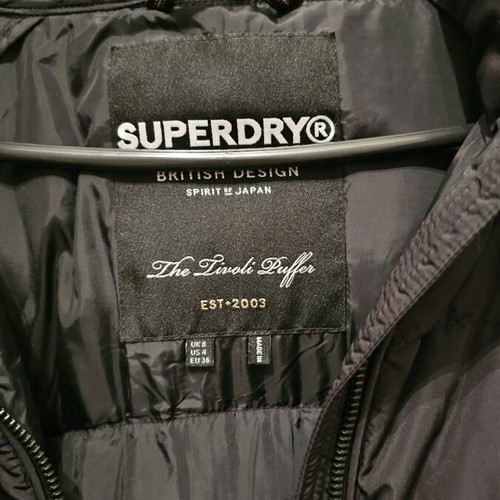 Superdry puffer coat like new, size S-M, black