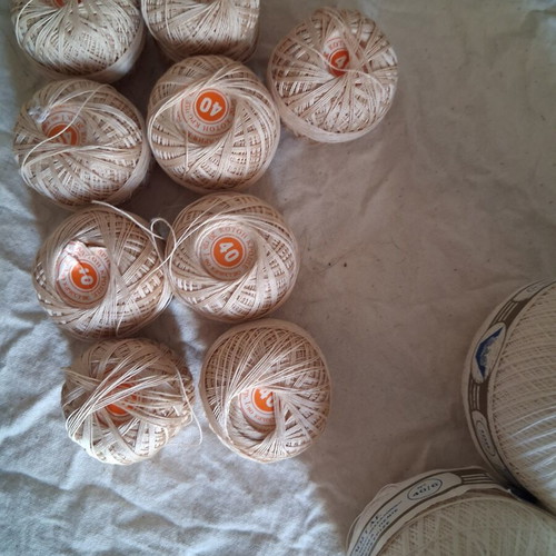 Cotton lace thread beige color pack of 10, 20g each like new