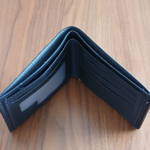 Men's wallet new, black, synthetic leather, large capacity