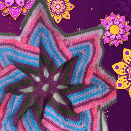 Handmade Boho Wool Mandala Sunset Decorative Crochet 50 cm